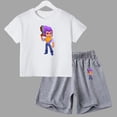 thumbnail image 3 of Conjunto de 2 piezas de camiseta y pantalones cortos divertidos para niños y adolescentes, de algodón, para verano, juego de lucha, Anime, Cosplay, ropa deportiva informal para niño y niña, conjunto p, 3 of 5