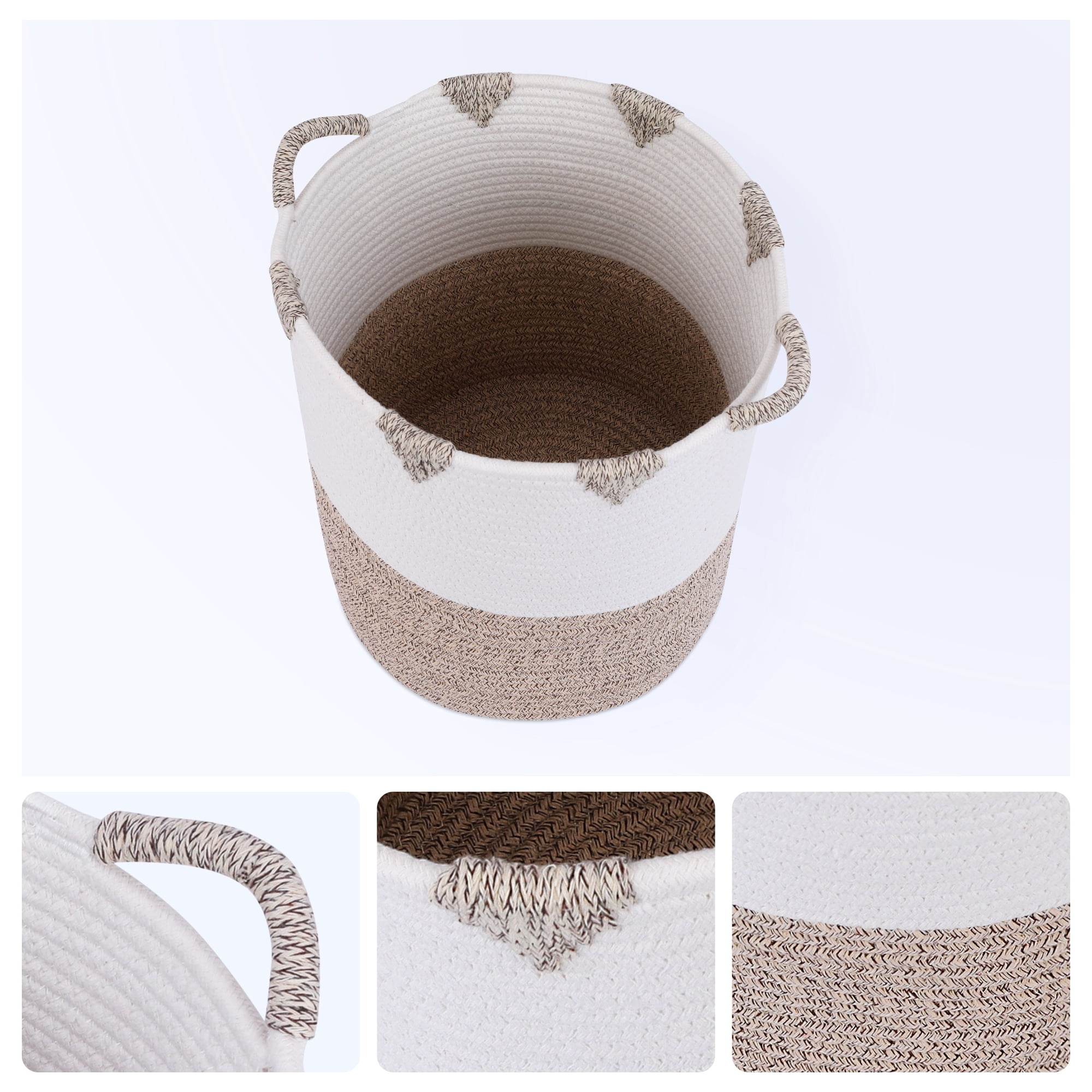 Unique Bargains Woven Storage Basket for Clothes Organizer Bin White 11.8*14.2in