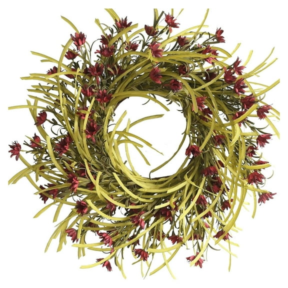 Wreaths Front Door 26 Inch Spring Wreaths for Front Door Red Cream Grapevine Wreath Wild Grass Blossom Foliage Flower on Farmhouse Wreath for Festival Celebration Party Window Home Decor