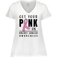 thumbnail image 3 of Inktastic Breast Cancer Awareness Get Your Pink on Women's Plus Size V-Neck T-Shirt, 3 of 5
