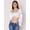 White, variant on HERE&NOW Women's Printed Cotton Crop Top Long Balloon Sleeves Sweetheart Neck High Waist Summer Wear Western Style High Rise Top