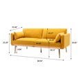 thumbnail image 7 of Velvet Futon Couch, Mid-Century Sofa Couch with 2 Pillows, Modern Upholstered Loveseat Sofa with Rose Gold Metal Feet, Folding Sofa Bed, Accent Sofa, for Living Room, Bedroom, Mango Color, 7 of 7