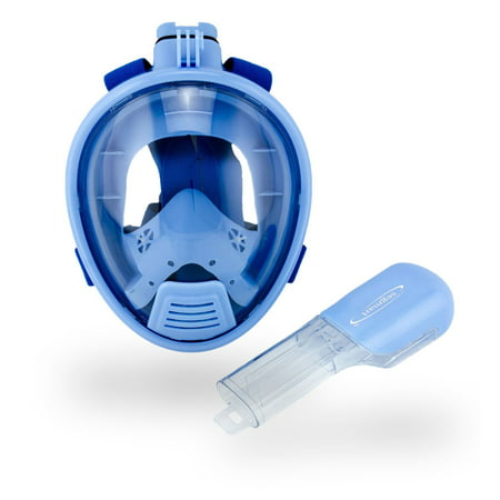 Easy-Breath Snorkeling Mask Full Face, Anti-Fog,Snorkel Mask Sea View 180 Degree,Hypoallergenic Silicone Facial Lining,Easy Adjustable Strap, Waterproof Gear Bag Included,