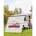thumbnail image 4 of 4th of July RV Awning Sun Shade Screen 9'X7' Farm Truck and American Flag Mesh Sunscreen Striped Star Love Heart Awning Shade Screen with Zipper UV Blocker Completed Kits for RV Motorhome Camper, 4 of 7