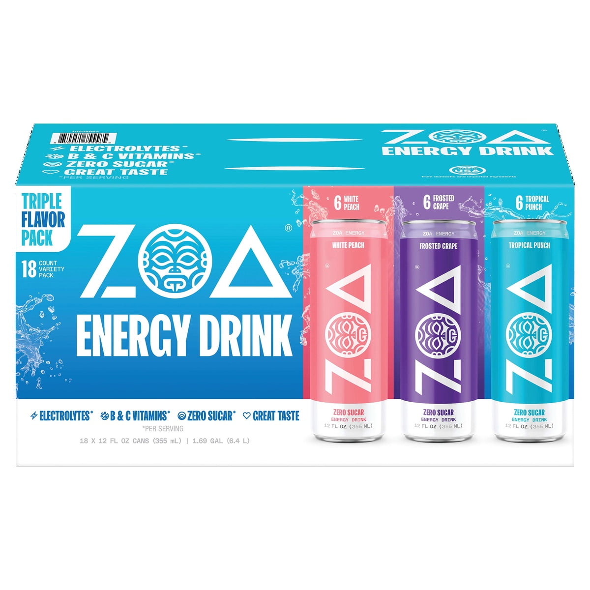 ZOA 　　　　　　　　　　　　　　　　　Z.O.A ZOA Energy Drink, Zero Sugar, Variety Pack, 12 Fluid Ounce (Pack