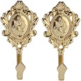 thumbnail image 2 of 2-Pack Vintage Drapery Curtain Holdbacks Tieback Hooks Rose Pattern (Golden), 2 of 6