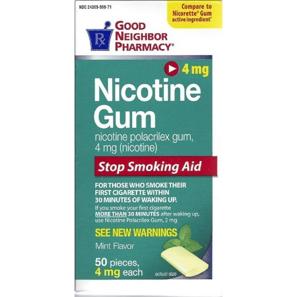 Nicotine Quit Smoking Mint Gum (4 mg), 50 Pieces Per Box By Good
