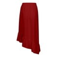 thumbnail image 5 of HXWCHs Women's Elegant High Waist Elastic Midi Skirt Flowy Solid Tiered Ruffle Hem Casual Swing Red XL, 5 of 8