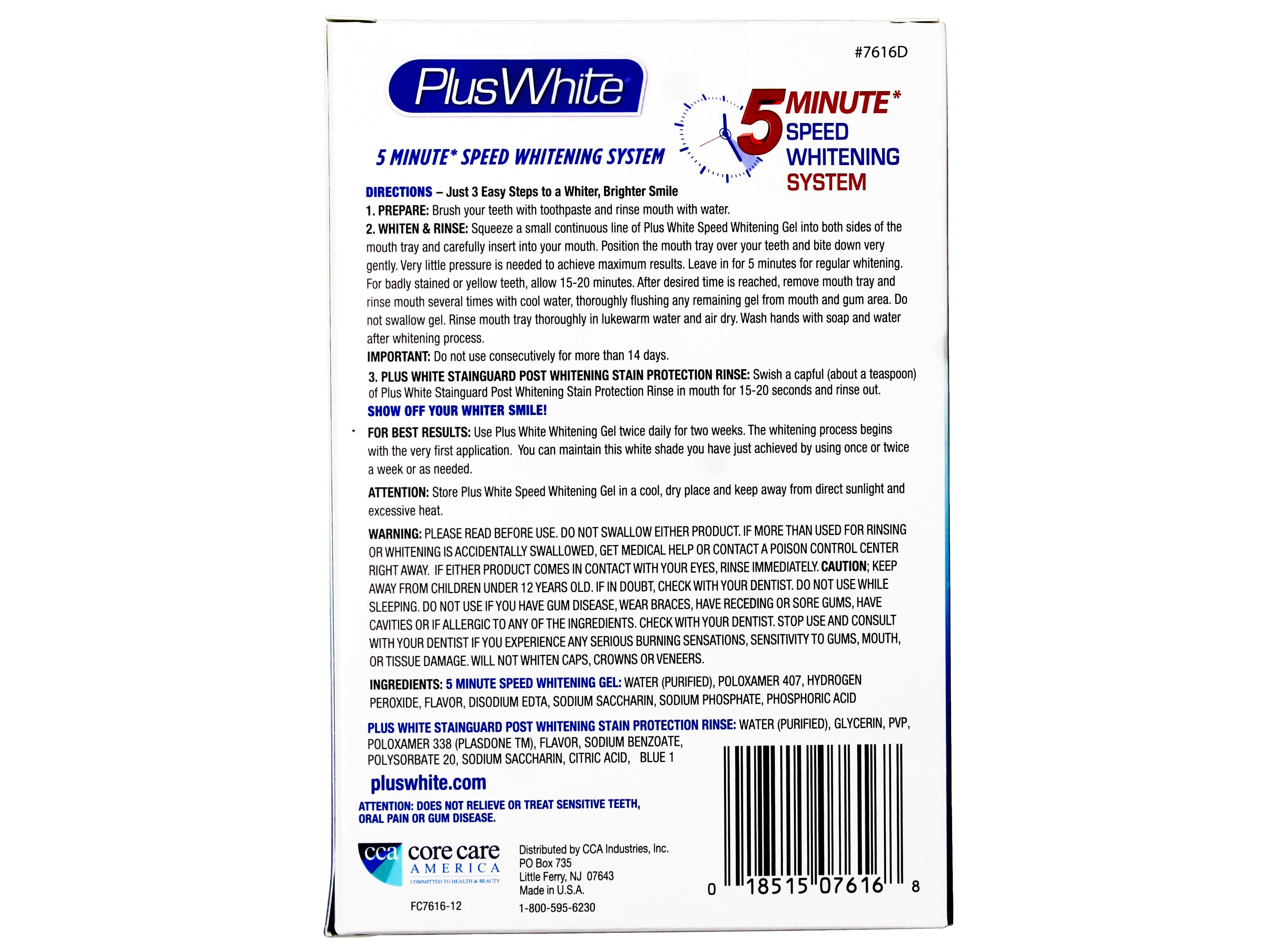 Plus White 5 Minute Speed Whitening System – Fast & Effective Teeth Whitening Gel & Professional Dental Tray & Dental Whitening Rinse - 5 Pack