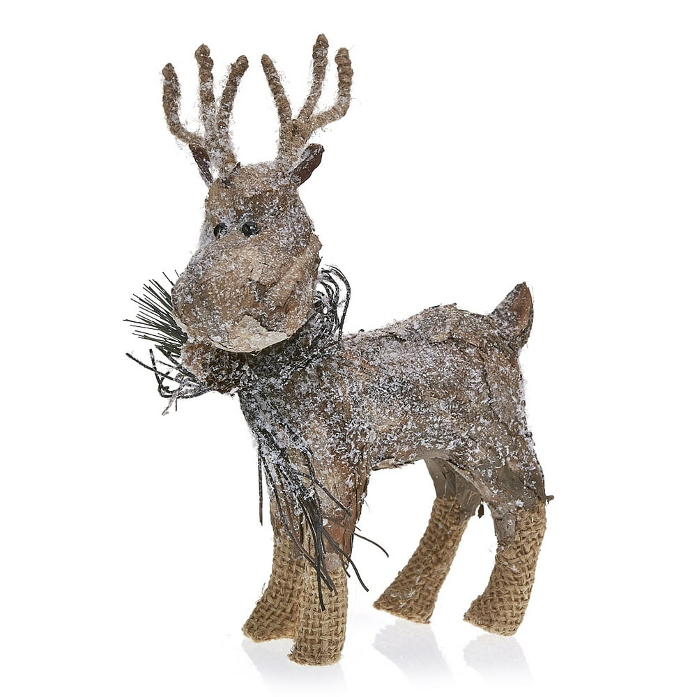 Pack of 2 Country Rustic Prancer the Reindeer Snowy Birch