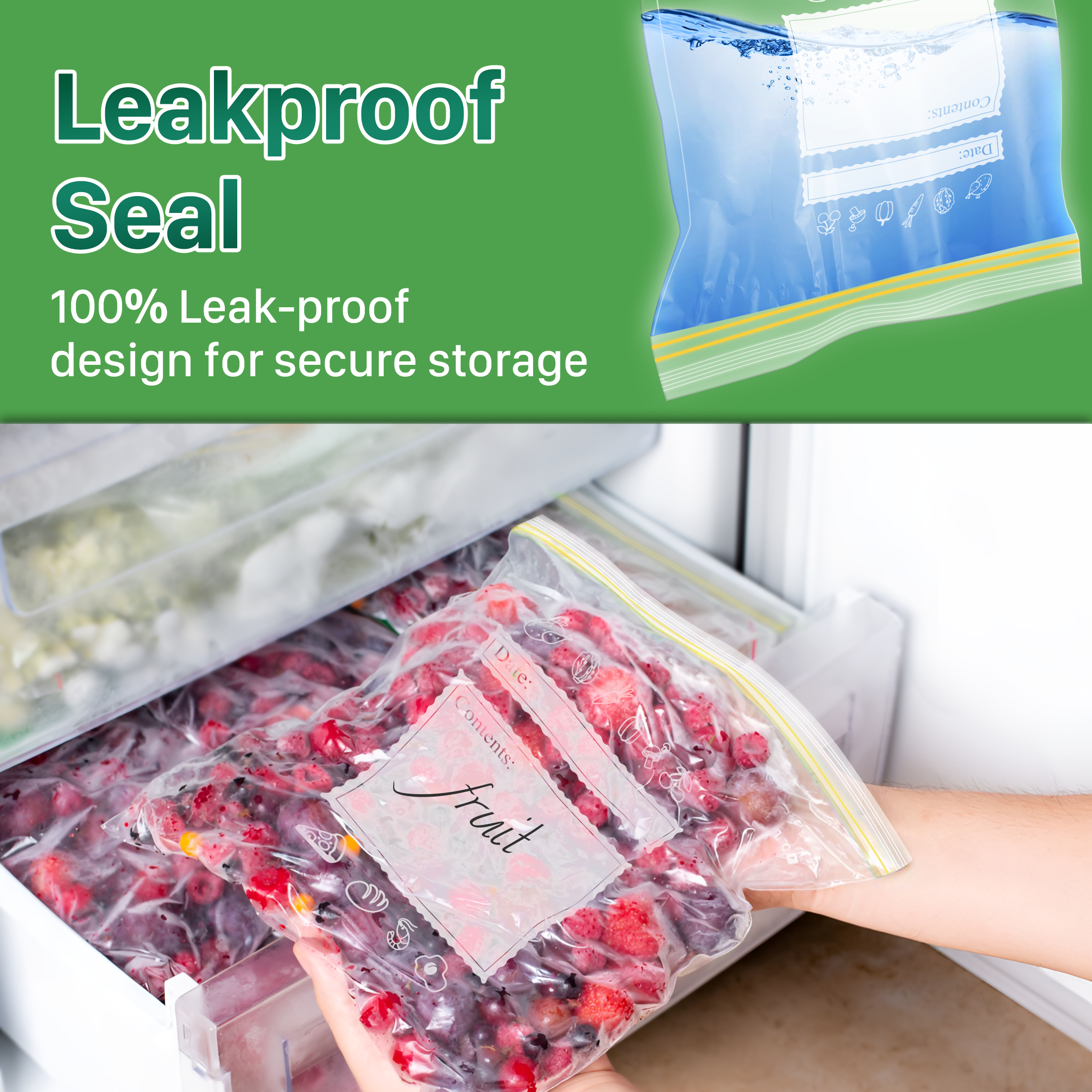MYSPRI Food Storage Bags with Double Zipper, 140 Count photo 4