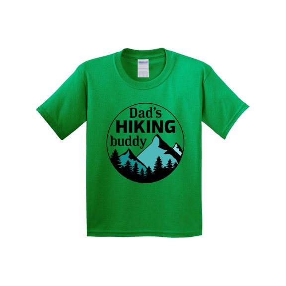 Inktastic Dad's Hiking Buddy with Mountains and Trees Youth T-Shirt