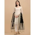 thumbnail image 2 of AlchemicLiving Black Women's Woven Banarasi Silk Dupatta with Thread Work and Zari Motifs - Elegant Chunni for Women and Girls - Size: 1M x 2.5M, 2 of 2