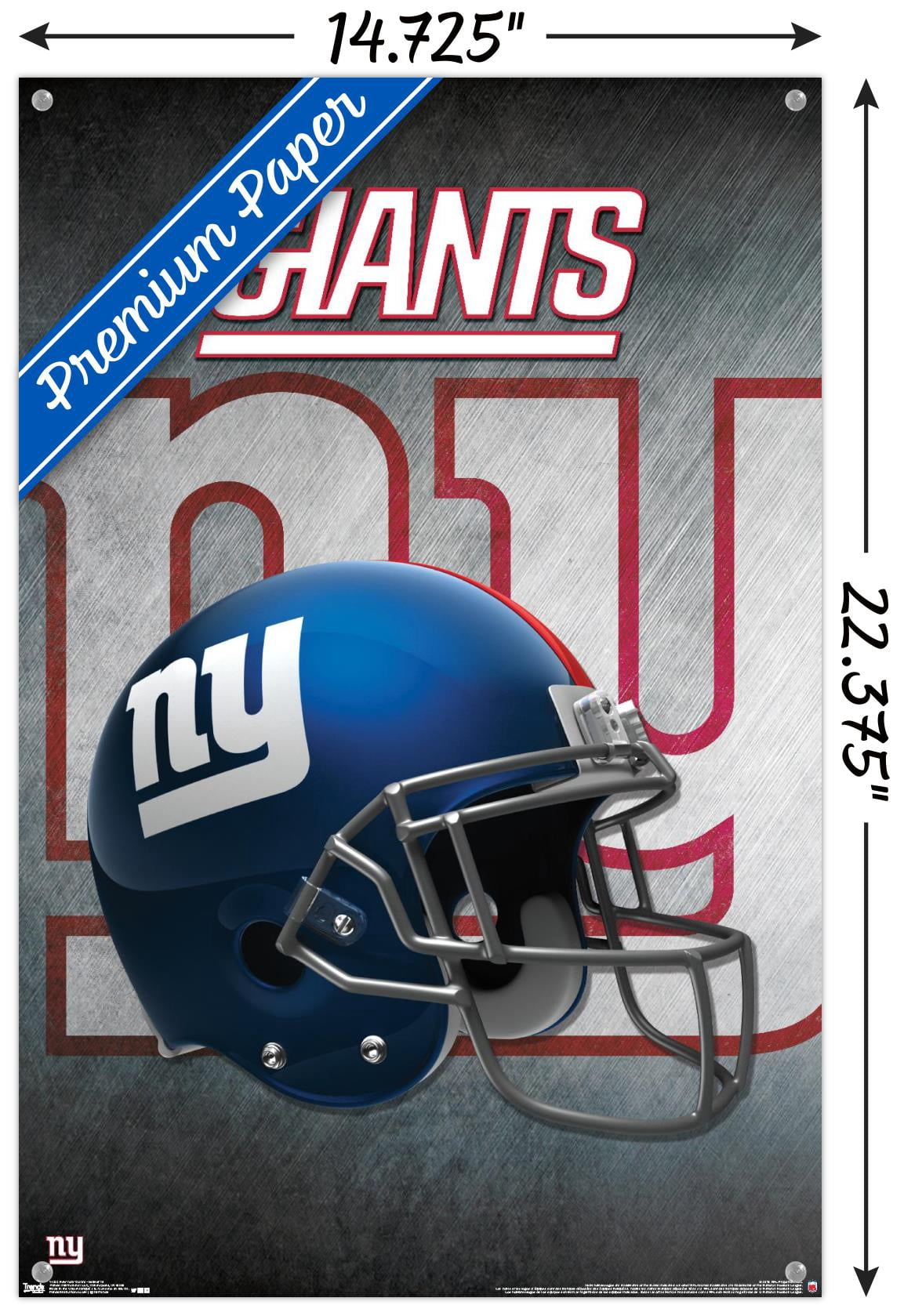 NFL New York Giants - Helmet 16 Wall Poster with Push Pins, 14.725" x 22.375"