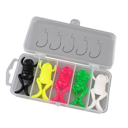 Youthyao 5pcs Frogs Crankbait Lures Topwater Frogs Lures Set Artificial Fishing Lures with Hook Trout Swimbait Soft Frogs Baits