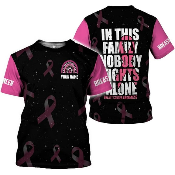 Personalized Breast Cancer 3D Shirt, Pink Ribbon Awareness T-Shirt, Survivor Pride Tshirt Breast Cancer Shirt (S)