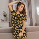 thumbnail image 3 of Easygdp Royal Blue Plaid Sunflower Camisón de manga corta para mujer, informal, estampado, 3 of 6