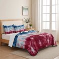 thumbnail image 5 of Full Quilt Set 78''x90'', Blue White Red Lightweight Summer Bedspread Coverlet Set with 2 Pillow Shams, Tie-dye American Flag Star Abstract Breathable All Season Quilt Bedding for Bedroom/Guest Room, 5 of 9