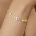 thumbnail image 4 of Gem Stone King 18K Yellow Gold Plated Silver Bracelet for Women Aquamarine Pink Moissanite (1.60 Cttw), 4 of 4