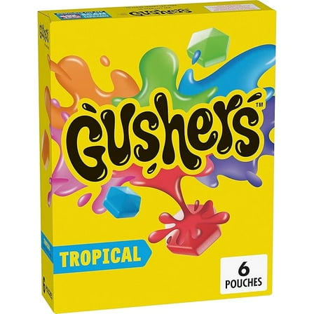 Gushers Fruit Flavored Snacks, Tropical Fruit Flavor, 6 Pouches, 4.8 oz( Pack of 2 )
