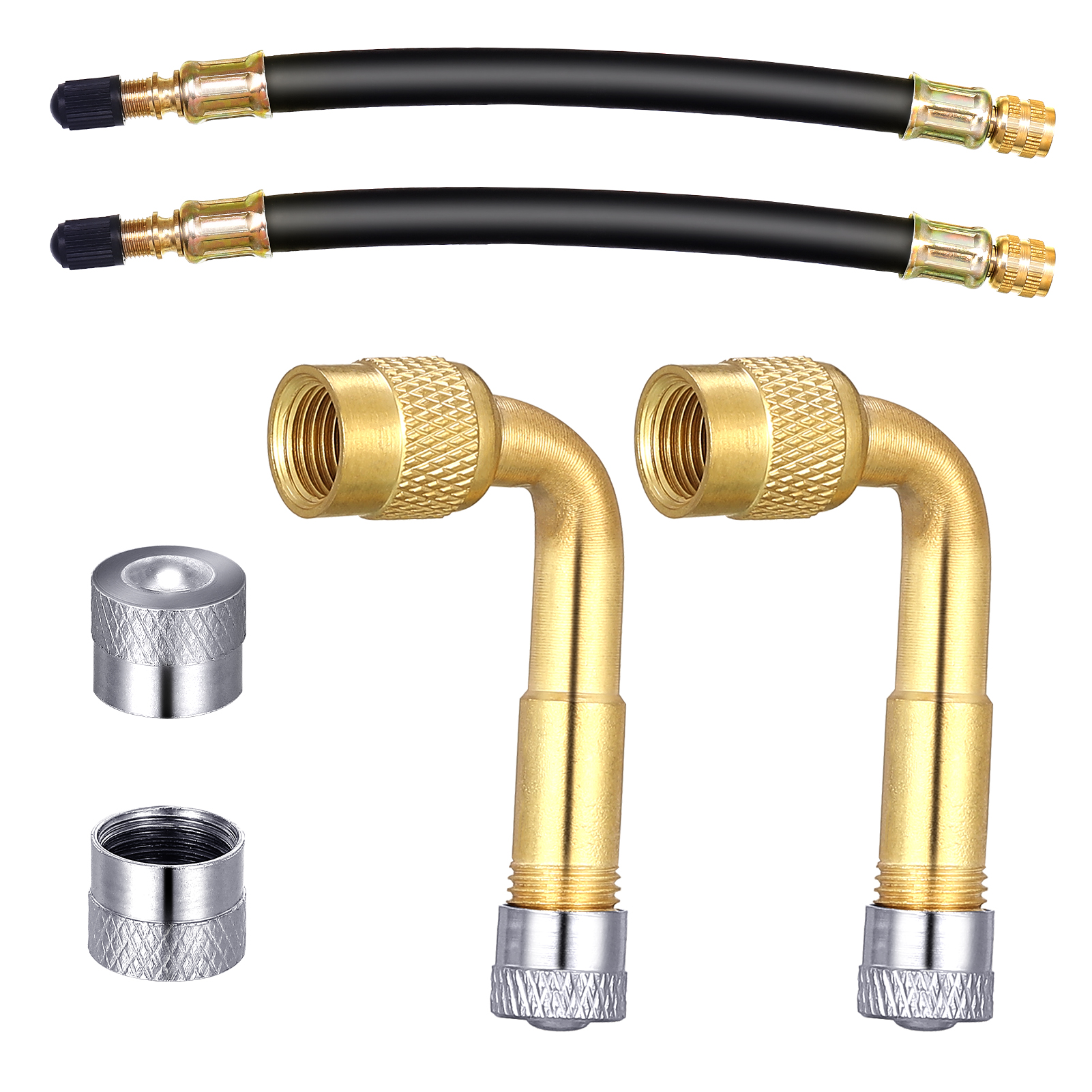 HEQUSIGNS 2 Pcs Tire Valve Extension Adaptor Kit, 90 Degree Brass Valve