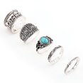 thumbnail image 2 of 5 Pcs/Set Bague Éléphant Femme Turquoise Sculptée Vintage Empilable, 2 of 7