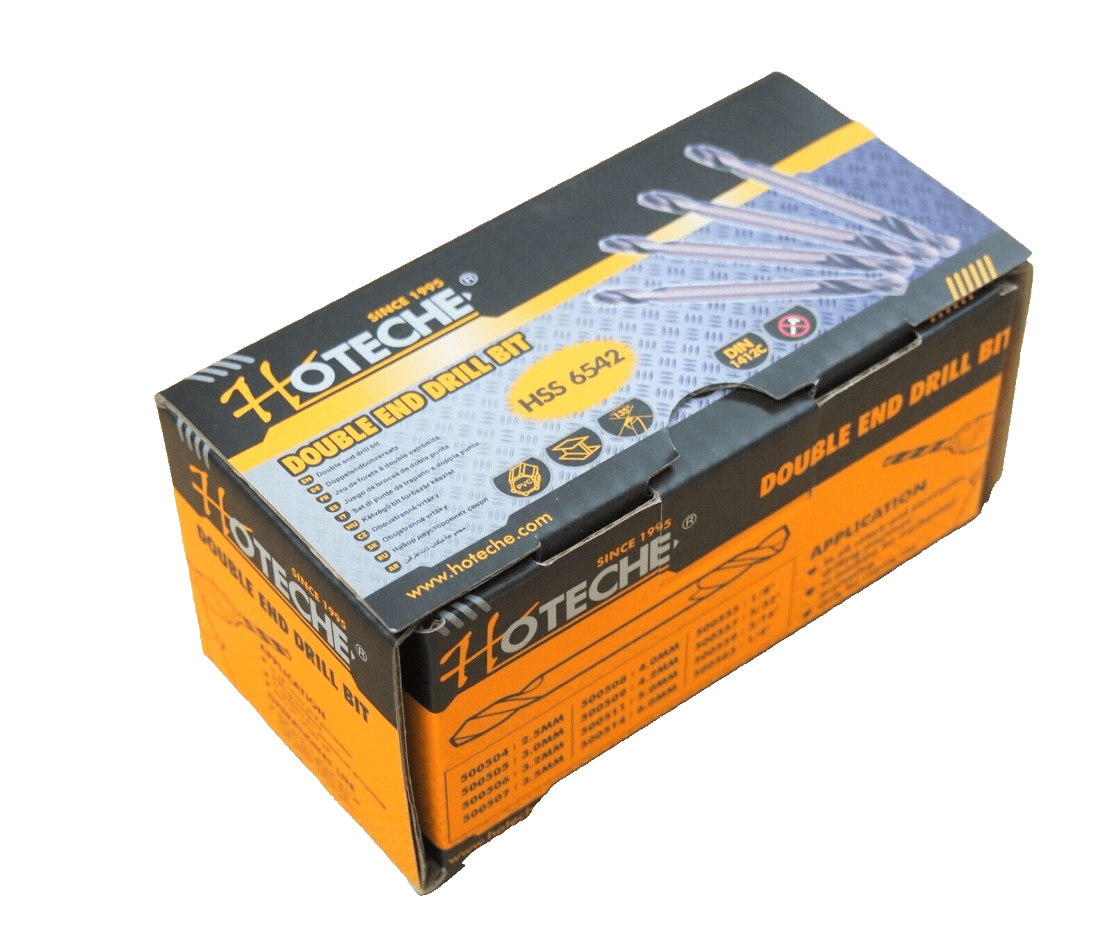 HOTECHE 100-Pack 1/8" Double End Drill Bits, Titanium Coated High Speed Steel, Full Grounded, 1-7/8" Length for Metal, Wood & Plastic