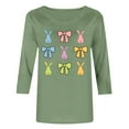 thumbnail image 6 of Fartey 2025 Easter Shirts for Women Cute Bunny Print 3/4 Sleeve Tops Slim Fit Crew Neck Tunic Blouse Plus Size Summer Casual Tees Loose Comfy Holiday T Shirts Mint Green S-5XL, 6 of 6