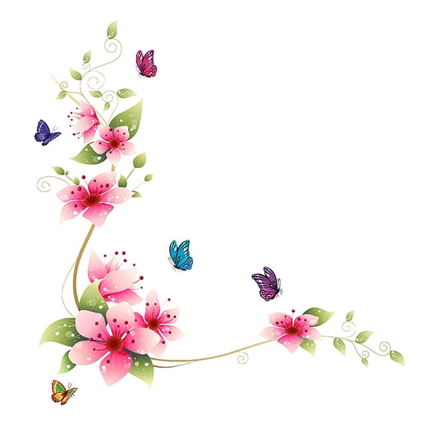 PVC flores mariposa pared vidrio pegatinas baño azulejo pared decoración Tmvgtek Oficina Multiescena Multifunción
