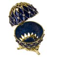 thumbnail image 4 of STP Goods Imperial Faberge Openwork Mesh Egg / Jewelry Box in Blue, 4 of 7