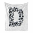 thumbnail image 1 of Letter D Soft Flannel Fleece Throw Blanket, Soccer Balls in the Form Alphabet Old School Monotone Arrangement, Cozy Plush for Indoor and Outdoor Use, 70" x 90", Black and White, by Ambesonne, 1 of 6