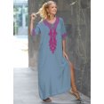 thumbnail image 2 of Plus Size Kaftan Dresses for Women Beach Caftan Loungewear Mexican Embroidered Dress Long Beach Tunic Summer Elegant Vacation Outfit Long Sleeve Robe, 2 of 10