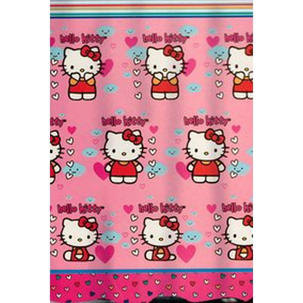 Hello Kitty 'Fluttering Hearts' Fabric Shower Curtain