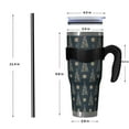 thumbnail image 4 of 40oz Tumbler,Dark Blue Christmas Tree Pattern Insulated Tumblers with Removable Handle,Stainless Steel Double Vacuum Coffee Tumbler Cup with Straw for Home,Office,Travel,Party, 4 of 5