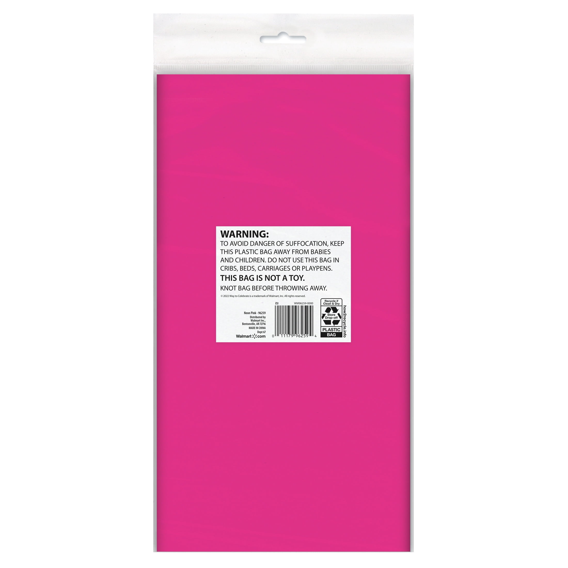 (4 pack) Way To Celebrate Plastic Rectangular Table Covers, Pink, 54 in x 108 in, 3 Count
