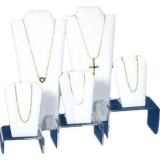 GemeShou White Jewelry Necklace Display for Selling, Gold Necklace and Earring Holder, Velvet Jewelry Organizer Necklace Hanger【White】