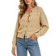 thumbnail image 2 of Xdegoge Crop Cardigan for Women Long Sleeve Button Down Pointelle Hollow Out Lightweight Knit Sweater Casual Cozy Fall Outerwear, 2 of 6
