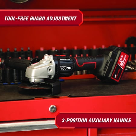 HYPER TOUGH 20V BRUSHLESS 4-1/2-IN CORDLESS ANGLE GRINDER BATTERY & CHARGER