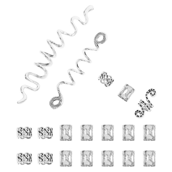 ELAYARD Hair Jewelry For Braids Dreadlock Jewelry Braids Hair Decorations Silver Zinc Alloy 38Pcs