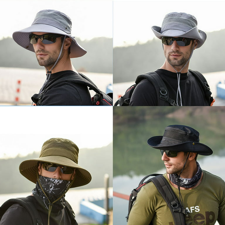 Hirigin Men's Wide Brim Sun Hat, Outdoor Camping Fishing Cap Sunscreen Waterproof Bucket Hat, adult Unisex, Size: One size, Beige
