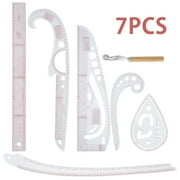 Tcwhniev 7Pcs Sewing Ruler Set French Curve Clear Ruler for Pattern Maker DIY Ropa Vestido Fabricación Sewing Ruler Tailor Set Ropa Medición Ruler Herramienta de Costura para Diseñadores Pattern Maker y Tailors