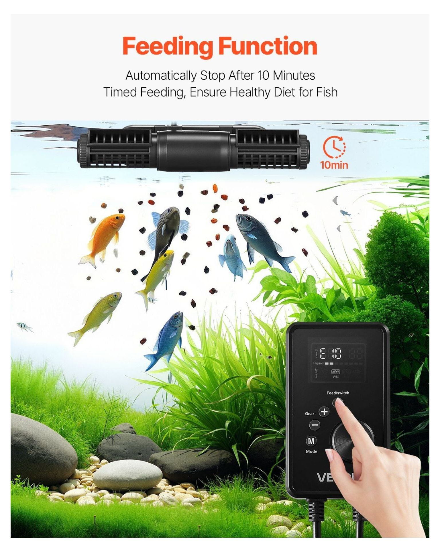 Aquarium Wave Maker 25W 2380 GPH with Controller, Adjustable Cross Flow Pump for Saltwater & Freshwater Tanks, 4 Modes, Quiet Operation, 360° Rotation
