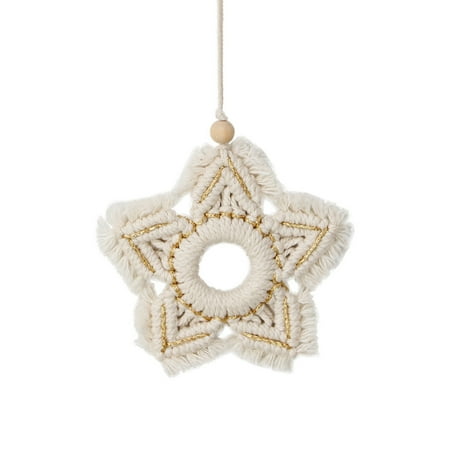 

ZHENYANGli Handwoven Christmas Pendants Rope Handmade Creative Five Pointed Star Snowflake Christmas Wall Hangings