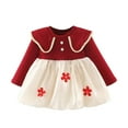 thumbnail image 1 of Besolor Robe à Manches Longues Printemps et Automne Jupe Princesse en Fil de Fleurs Jupe Patchwork Jupe à Col, 1 of 6