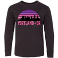 thumbnail image 3 of Inktastic Portland Oregon Retro Sunset Skyline Long Sleeve Youth T-Shirt, 3 of 5