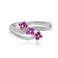thumbnail image 1 of 14k White Gold Ruby and Diamond Flower Ring, 1 of 2