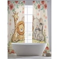 thumbnail image 5 of Cartoon Animal Rose Sheer Curtains 2 Panels Set Retro Cute Lion Elephant Giraffe Zebra Mushroom Sheer Window Curtains Light Filtering Rod Pocket Voile Drapes for Bedroom Living Room 52"X96", 5 of 9