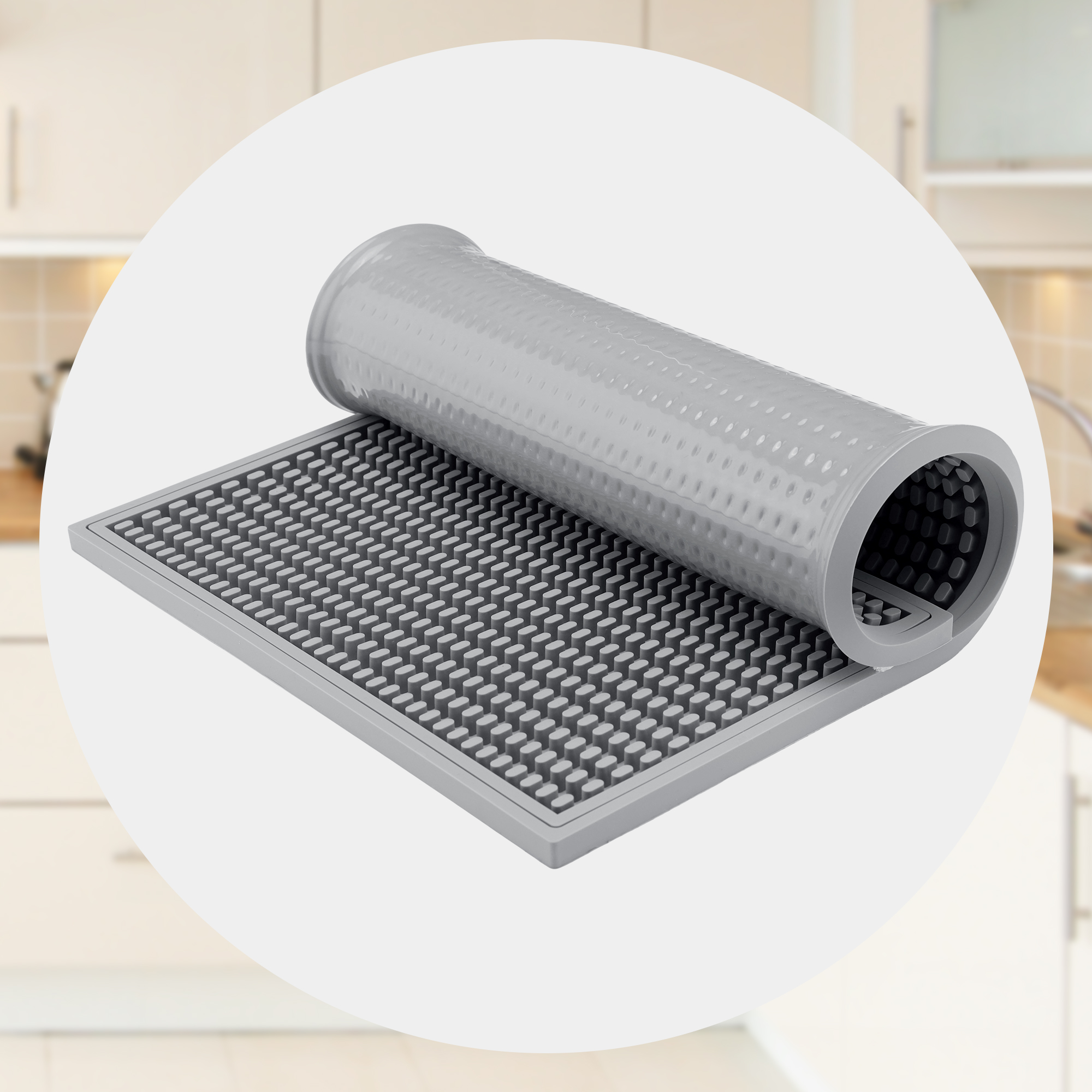 Unique Bargains Heat Resistant Silicone Mat for Kitchen Counter Gray
