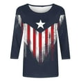 thumbnail image 4 of lcziwo American Flag Womens Top 4th of July 3/4 Length Sleeve Tops Patriotic Graphic Print Crew Neck Blouses Summer 2025 Multicolor,XL, 4 of 5