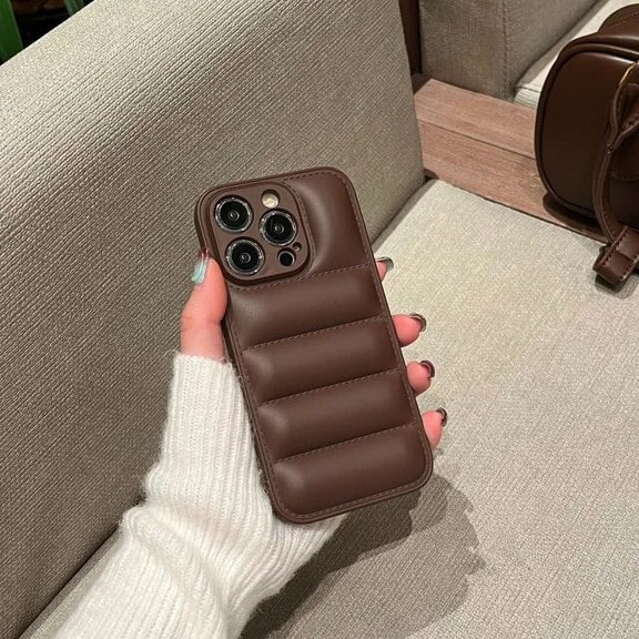 Luxury Skin Feel Down Jacket Shockproof Phone Case for IPhone 15 14 13 12 11 Pro XS Max X XR 15Plus Soft Silicone Back Cover Gift CYH